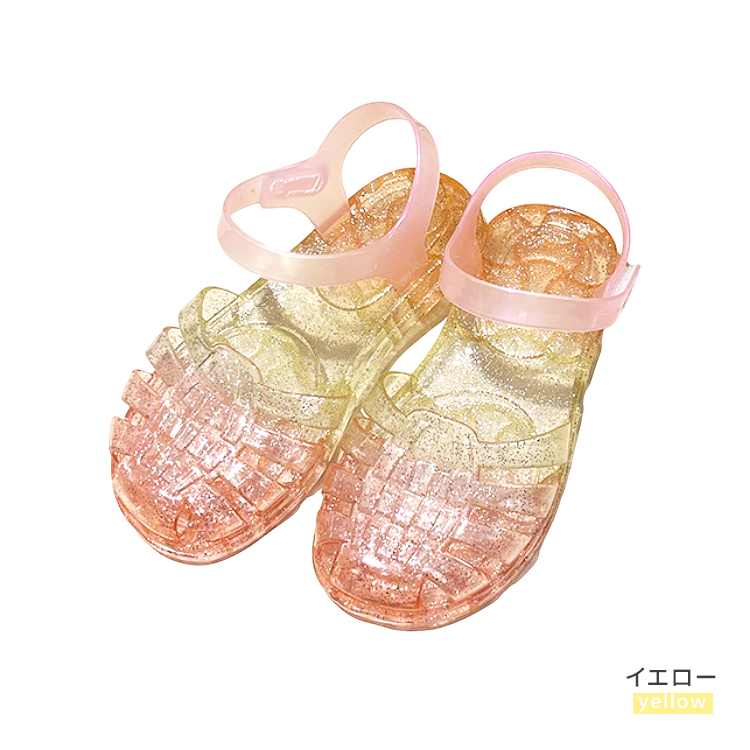 サンダル キッズ 女の子 ジェリーサンダル キラキラ プリンセスサンダル 子供靴 お姫様 柔らか バイカラー レインボー マジックテープ 屈曲性 アウトドア |  | 01