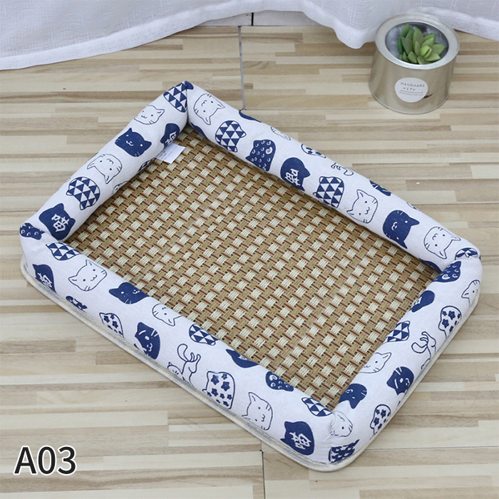 ペットベッド 猫用 犬用  夏用 S M L XL ひんやり天然素材 ラタン編み ストレス解消 暑さ対策 無害無臭 夏用 可愛い 耐久性 シンプル 四方形 10色展開 |  | 03