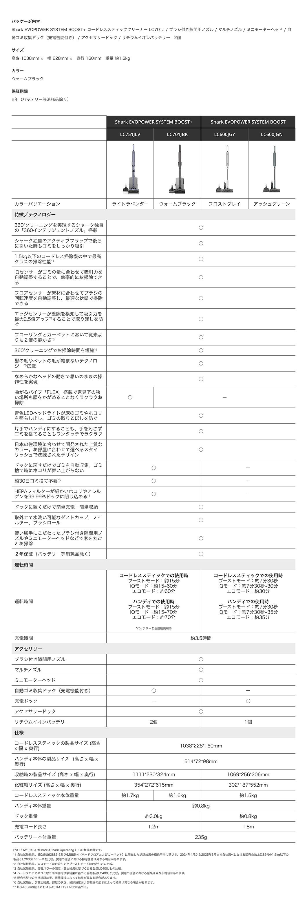 EVOPOWER SYSTEM BOOST コードレススティッククリーナー LC701J
