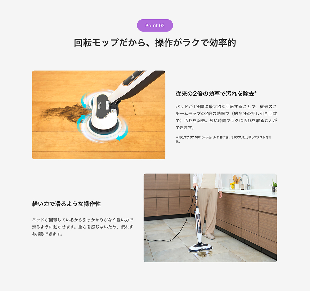 Shark STEAM & SCRUB 回転スチームモップ S8201J スチーム Shark STEAM & SCRUB 回転スチームモップ S8201J スチーム