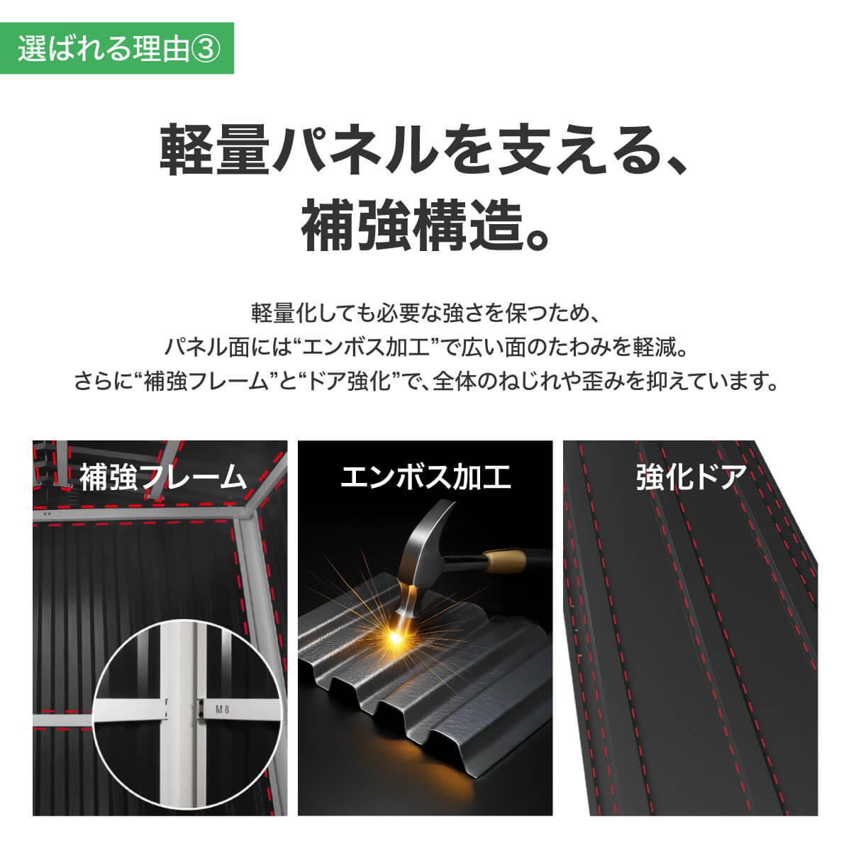 【選べる配送】物置 屋外 大型 メタルシェッド 幅180奥行120高さ185cm 強化フレーム 鍵付き おしゃれ 倉庫 収納庫 小屋 6x4フィート 引き戸 床なしの画像