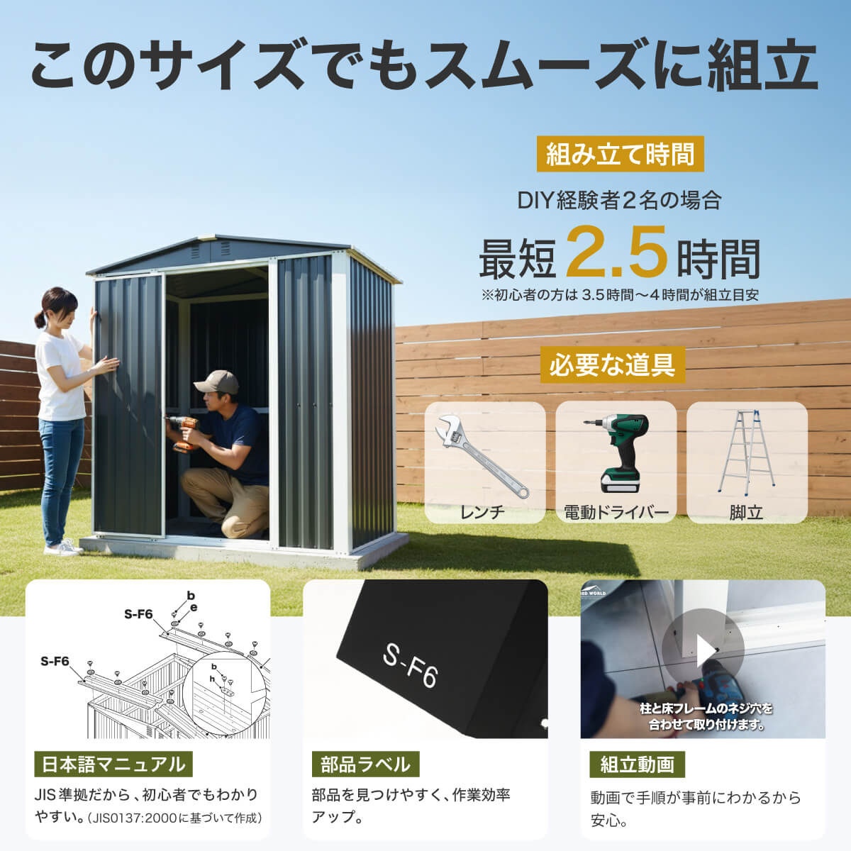 シェッドワールド（SHED WORLD） 【床あり】物置 屋外 大型 メタル