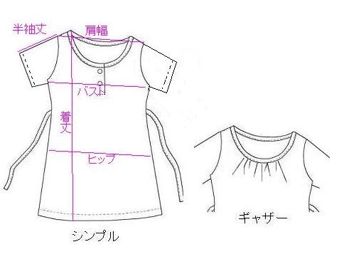 クルーネック袖付きワンピース型紙（M〜５Ｌ）
