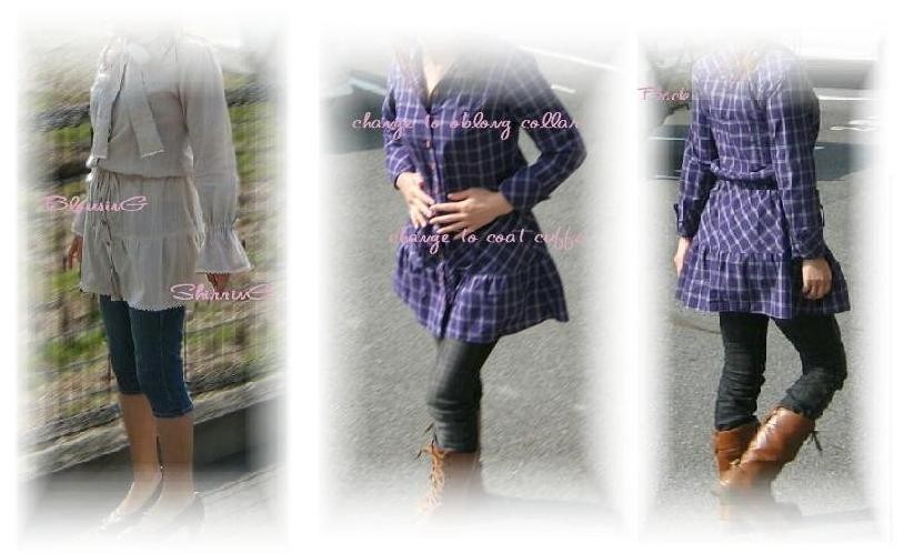 リボンカラーシャツチュニック型紙（Ｍ〜５Ｌ）Ａ３貼り合わせ型紙