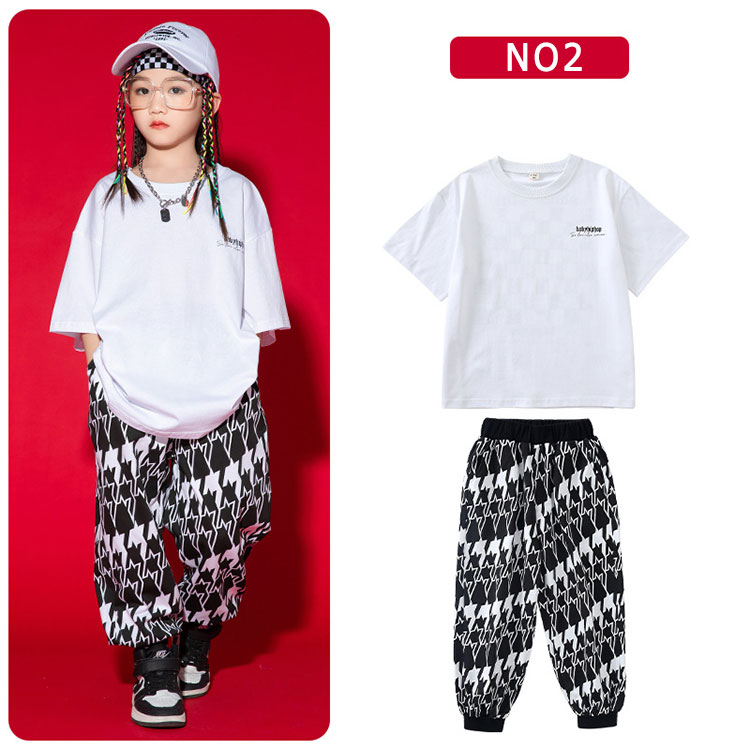 キッズ ダンス衣装 男の子 女の子 上下セットアップ 半袖ｔシャツ 長ズボン ゆったり トップス ボ...