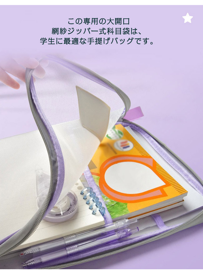 ファイルケース 3枚セット 科目収納バッグ クリアファイル 学生用 入園