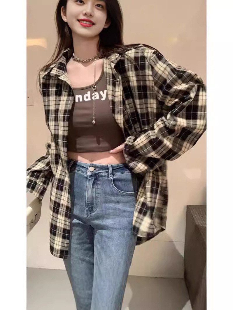 チェック柄レースアッププルオーバーネルシャツブルー系レザー レースレディース Lace Ladies チェック柄オーバーサイズシャツ