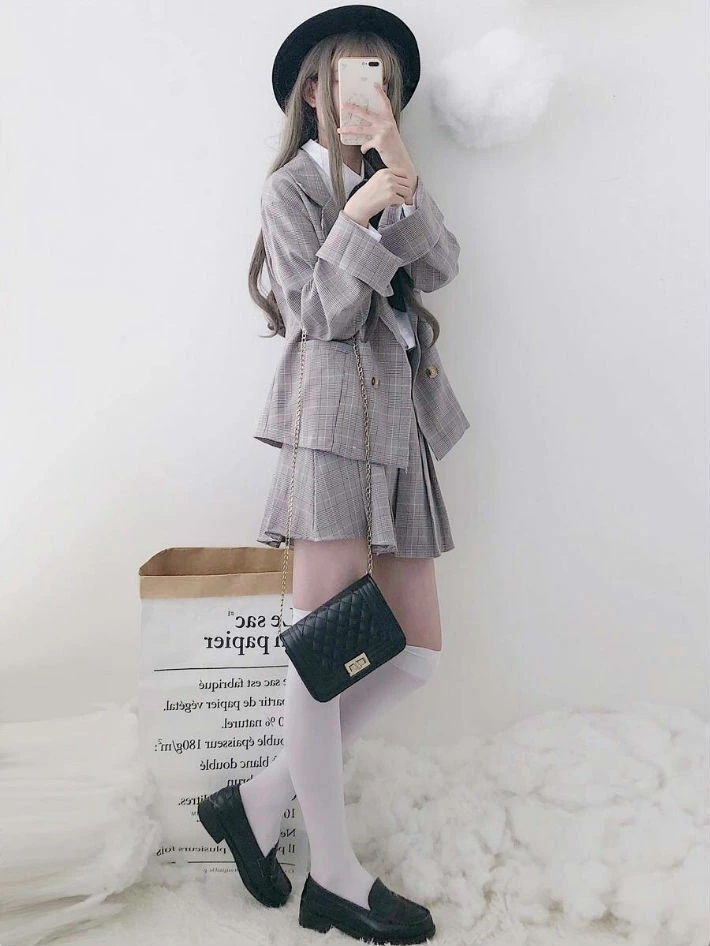 グレンチェック セットアップ レディース コーデ チェック柄 学院 コート スカート 二点セット 送料無料 G Shiawase Clothes 通販 Yahoo ショッピング
