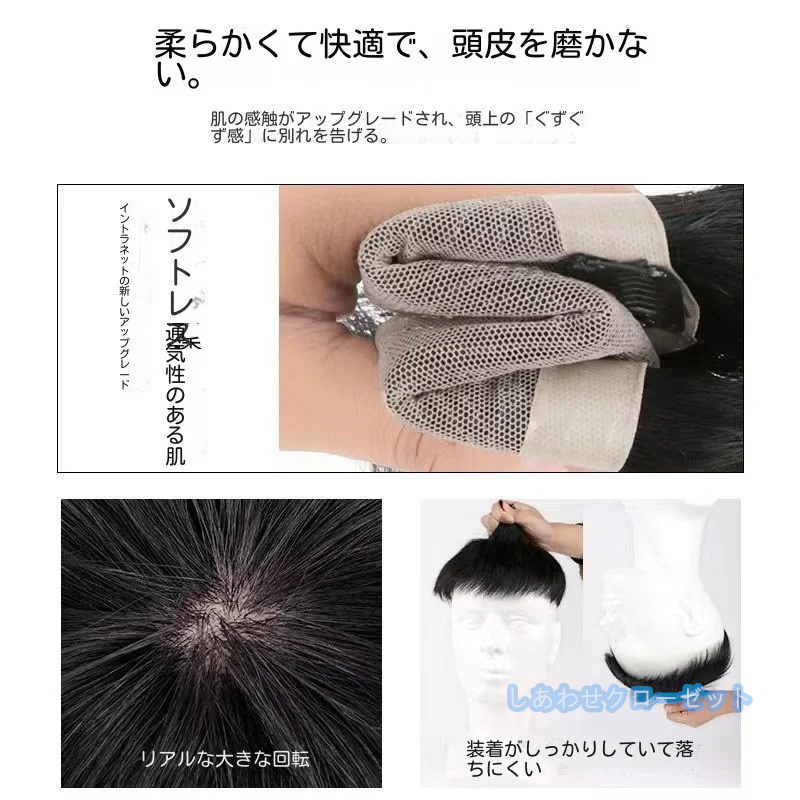 人毛100％ ウィッグ メンズ トップウィッグ 自然 フルウィッグ