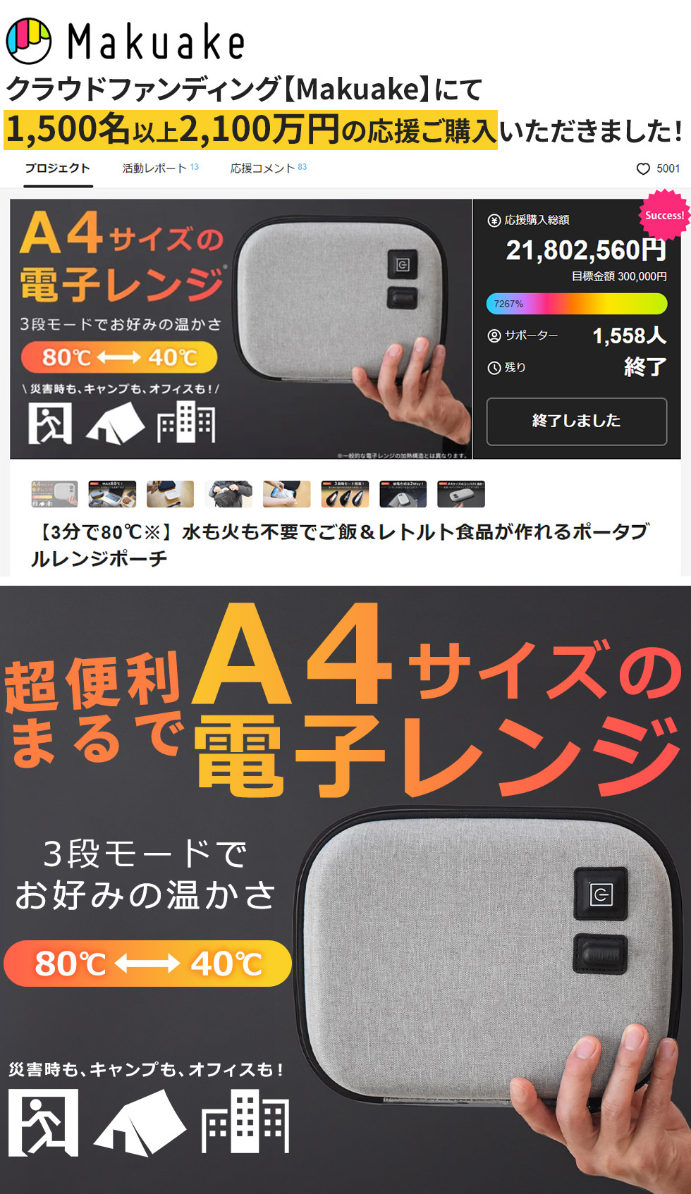 ポータブルレンジポーチ A4サイズ コンパクトデザイン 画像1