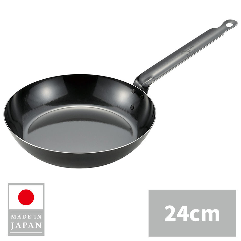 【日本製】 燕三条 フライパン 24cm アウトドア キャンプ 焚火 炭火 直火 ガス オーブン  焚き火用フライパン EJTP-350｜shibaden