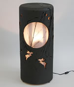 信楽焼 風の水琴洞夢 月うさぎ 癒しのあかりと風鈴の音色が幻想的な