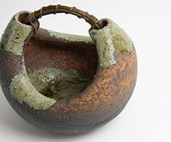 信楽焼 古陶つる渡し花器 和風 癒し 壷 つぼ 花瓶 花器 花入れ 陶器