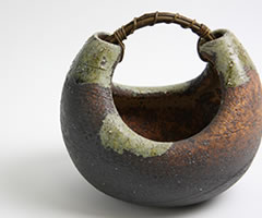 信楽焼 古陶つる渡し花器 和風 癒し 壷 つぼ 花瓶 花器 花入れ 陶器