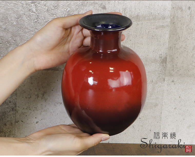信楽焼 選べる3色 丸型花瓶 おしゃれ 陶器 一輪挿し 花器 花入れ