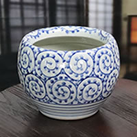 火鉢型ポット 火鉢 陶器 手あぶり 鉢カバー 花器 花入れ フラワー