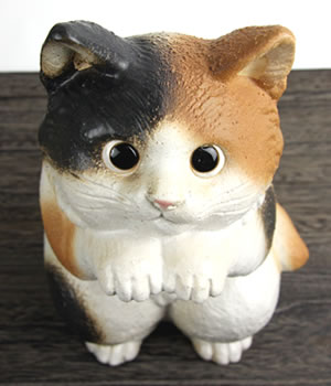 希少　万古焼　ねこ　置物　三重県四日市　未使用 信楽焼 猫 置物 可愛い 陶器 ネコ ねこ 置物 しがらき