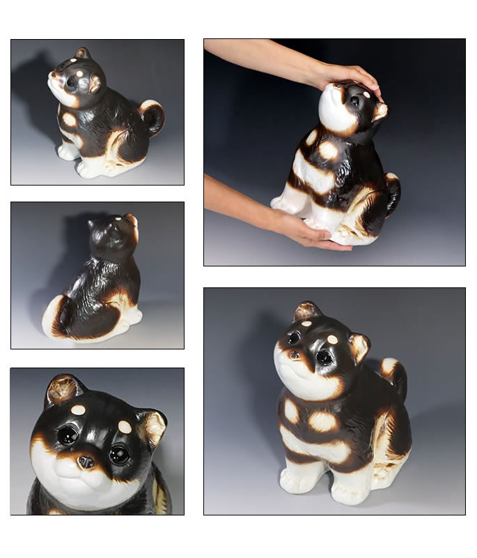 信楽焼 犬 黒柴犬おすわり イヌ 陶器 いぬ 柴いぬ 置物 やきもの