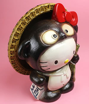 信楽焼 ハローキティ狸(大) たぬき タヌキ 開運 縁起物 可愛い 陶器