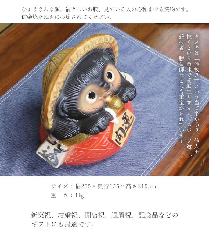 信楽焼 7号ガマグチ狸(赤色) たぬき タヌキ 狸 開運 縁起物