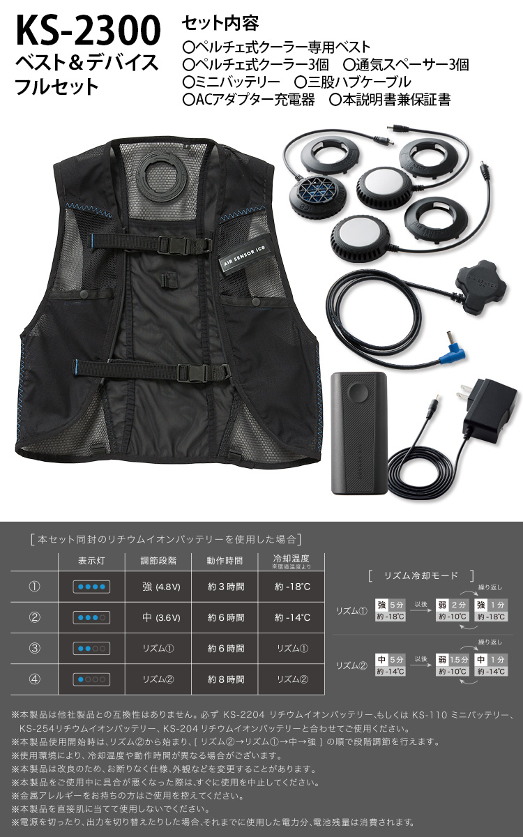 ペルチェベスト　23年度版 2025年新商品 メッシュベスト&ペルチェデバイスミニバッテリー