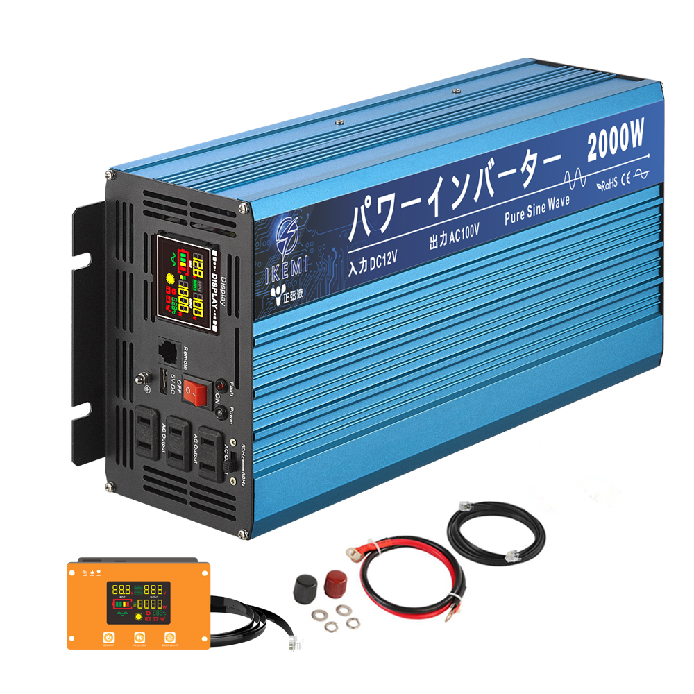 半額購入安定駆動の正弦波インバーター DC12VからAC100Vへ変換 USBポート付 定格1500W 最大3000W DC12V 100V DC/ACコンバーター 非常用電源 ソーラーパネル、太陽電池