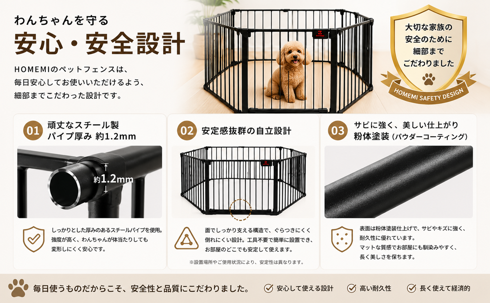 Homemi 犬 柵 室内 ゲート 置くだけ フェンス 自立 ストーブガード