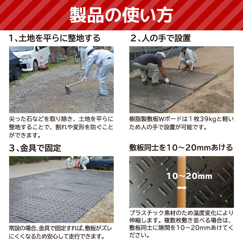 ウッドプラスチック敷板の使い方