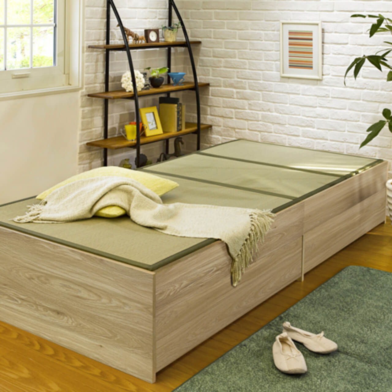 畳ベッド 収納つき シングル マットレスつき 約104×214×37cm 抗菌 防カビ 家具 寝室 和室 和風｜shikimonoya5o5o｜03