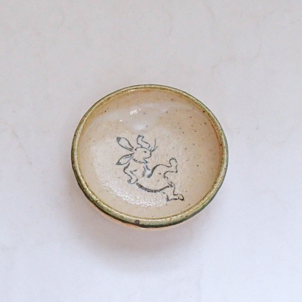 皿 醤油小皿 鳥獣戯画 織部 手造り おしゃれ 和食器 業務用 美濃焼