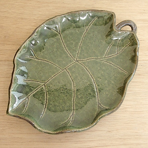 皿 中皿 葉型前菜皿 水無月 27.8cm おしゃれ 和食器 業務用 美濃焼