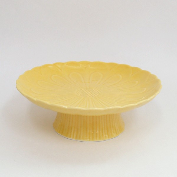 皿 黄釉菊型 高台皿 15.5cm おしゃれ 和食器 業務用 26b119-18 : 四季