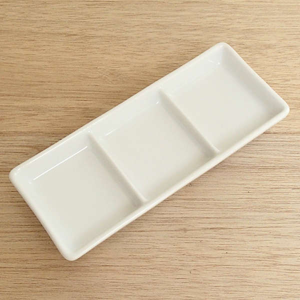 皿 仕切皿 3つ仕切り スタック おしゃれ 白翔 食器 業務用 美濃焼