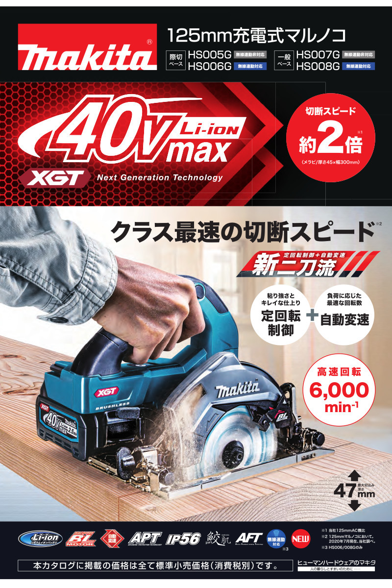 マキタ HS007GRDXB(黒) 125mm充電式マルノコ(鮫肌チップソー付) 40Vmax(2.5Ah) セット品 一般ベース(一体式)( 無線連動非対応) コードレス : 0088381731287 : 電動工具・大工道具のShima Dougu - 通販 - Yahoo!ショッピング