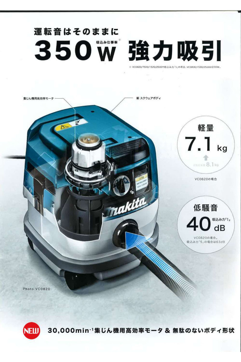 マキタ(Makita) 集じん機(粉じん専用) 8L VC0830 備品付き マキタ（makita） マキタ電動工具 VC0830 集じん機 8L(粉じん専用