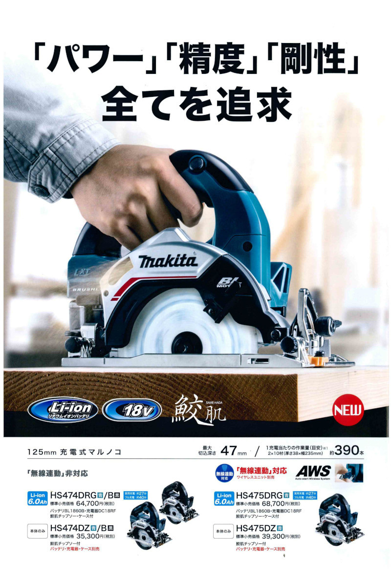 マキタ（makita） HS474DRGX(青) 125mm充電式マルノコ 18V(6.0Ah 
