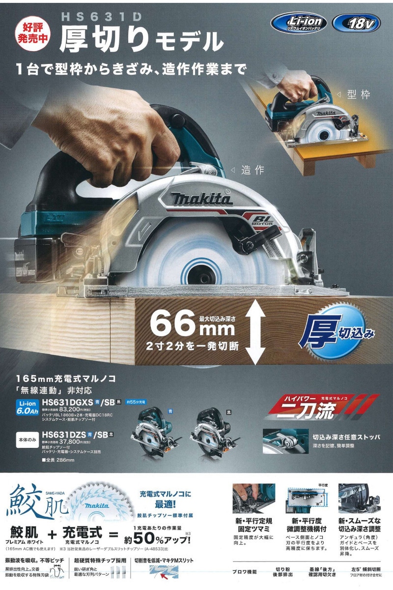 高品質の激安 マキタ makita 18V 165mm 充電式マルノコ アルミベース