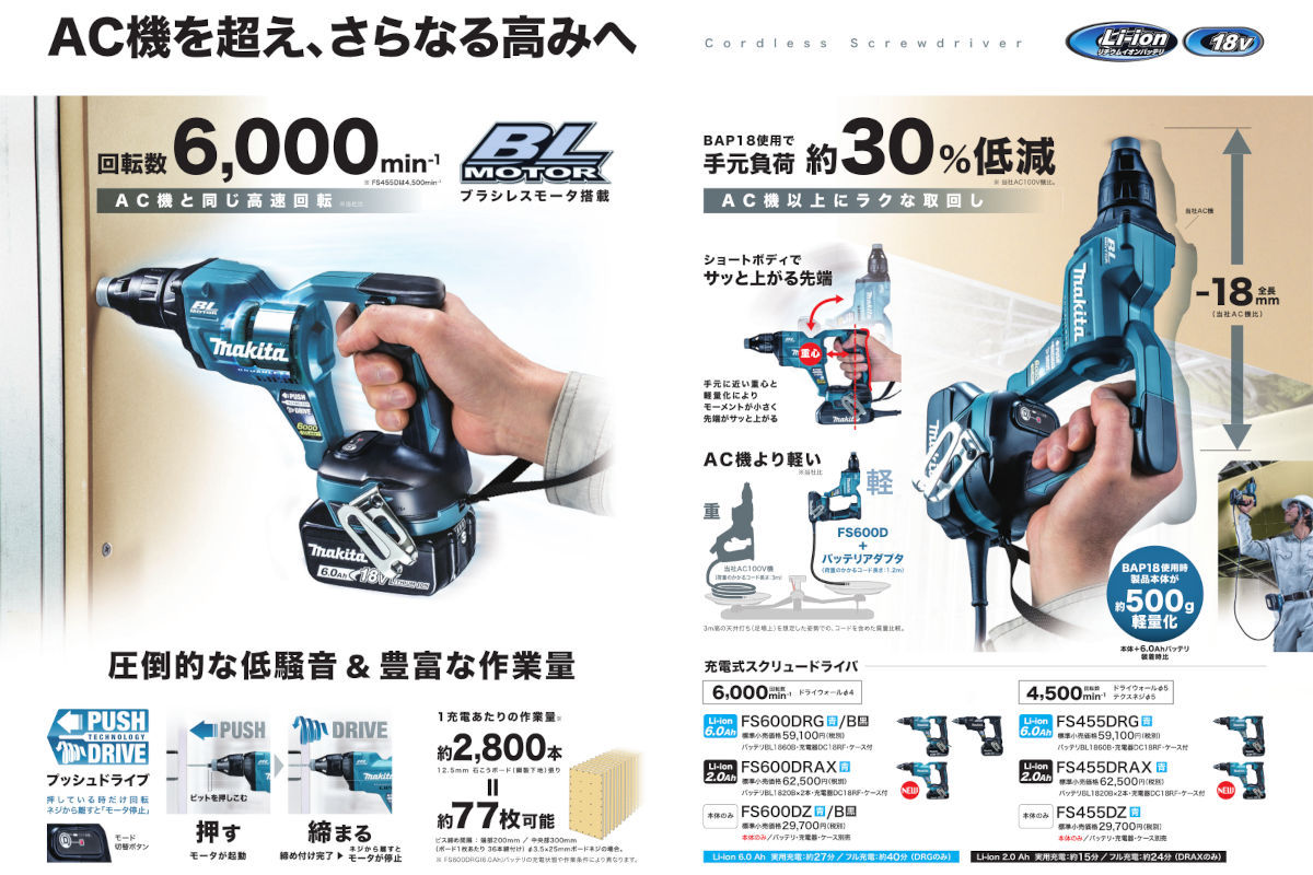 マキタ FS600DRGB(黒) 充電式スクリュードライバ(6000回転) 18V(6.0Ah