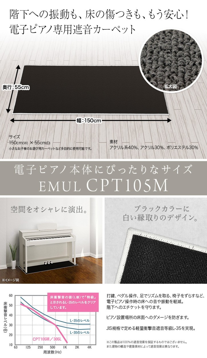 EMUL エミュール CPT105M 電子ピアノ用 防音／防振／防傷 マット