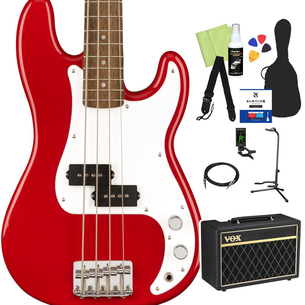 Squier by Fender スクワイヤー / スクワイア Mini Precision Bass ベース 初心者12点セット 〔VOXアンプ付〕  プレシジョンベース ミニサイズ