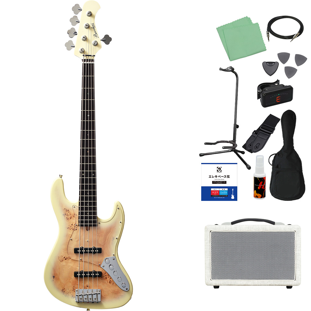 Bacchus バッカス WJB5-BP/Act 5弦ベース初心者12点セット島村楽器で一番売れてるベースアンプ付 アクティブPU バールポプラ_1