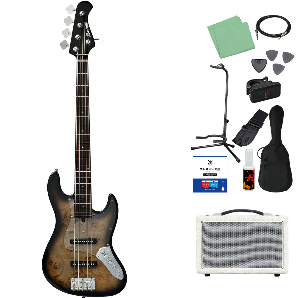 Bacchus バッカス WJB5-BP/Act 5弦ベース初心者12点セット島村楽器で一番売れてるベースアンプ付 アクティブPU バールポプラ_2