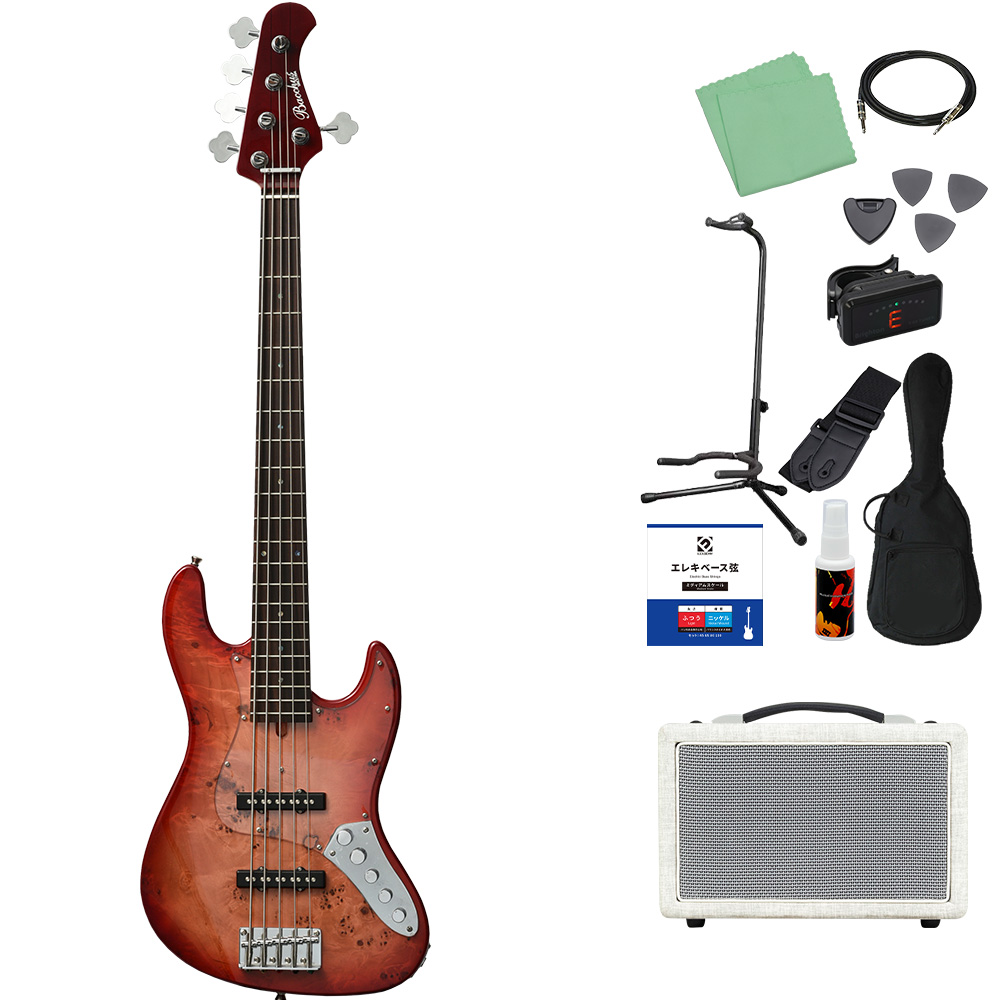 Bacchus バッカス WJB5-BP/Act 5弦ベース初心者12点セット島村楽器で一番売れてるベースアンプ付 アクティブPU バールポプラ_3