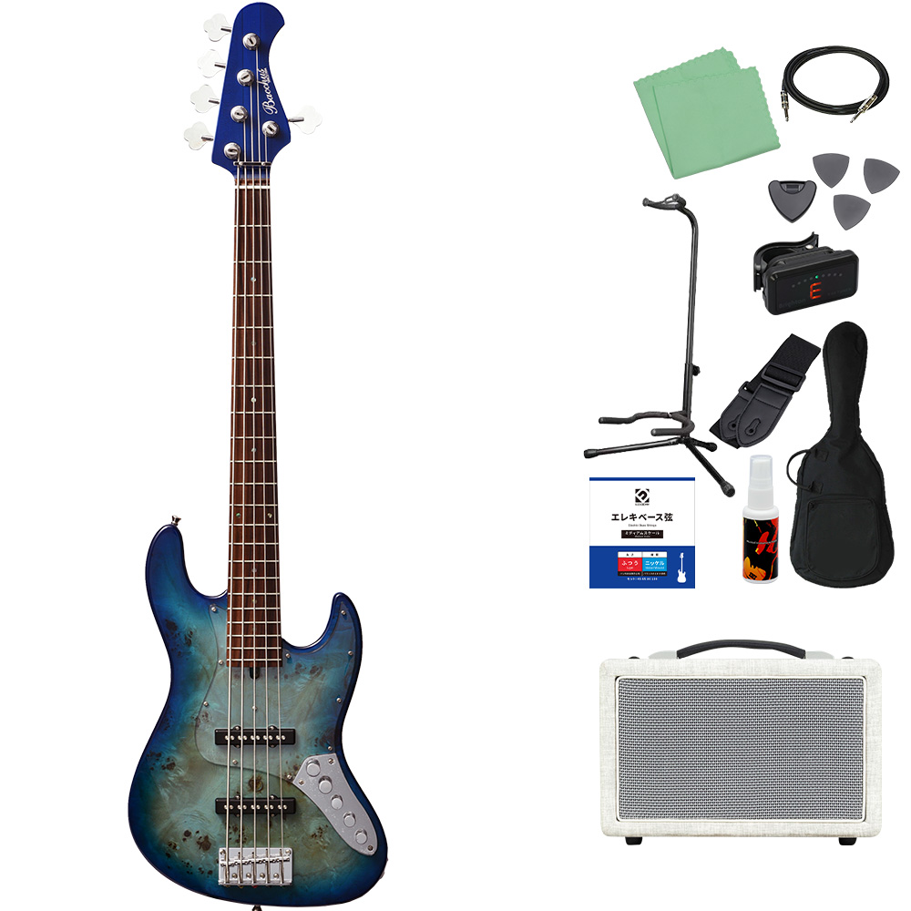 Bacchus バッカス WJB5-BP/Act 5弦ベース初心者12点セット島村楽器で一番売れてるベースアンプ付 アクティブPU バールポプラ_4