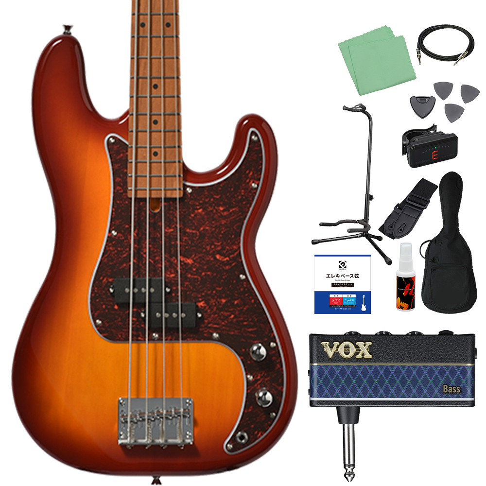 Bacchus バッカス BPB-1DX RSM/M ベース初心者12点セット ヘッドホンアンプ付 エレキベース ユニバースシリーズの画像