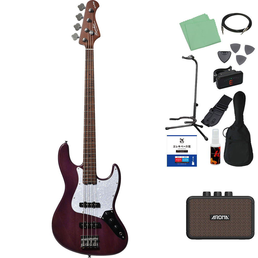 Bacchus WL-453ウッドライン エレキベース ブラック ケース付き