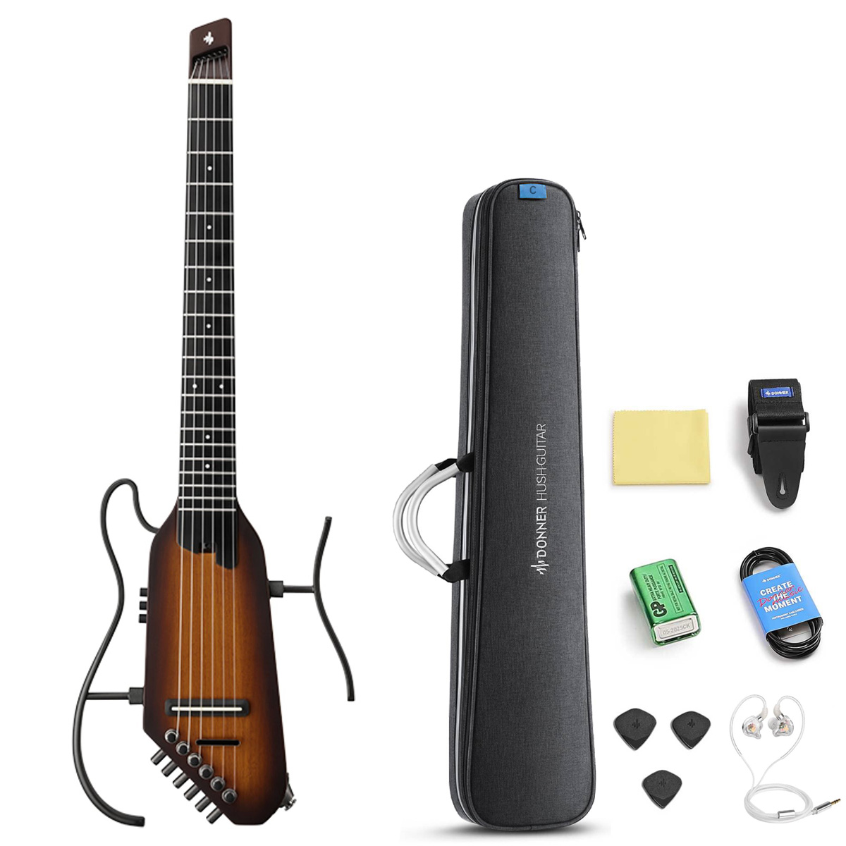 Donner ヘッドレス サイレントギター HUSH-I Acoustic-Electric Guitar Kit for Travel Silent