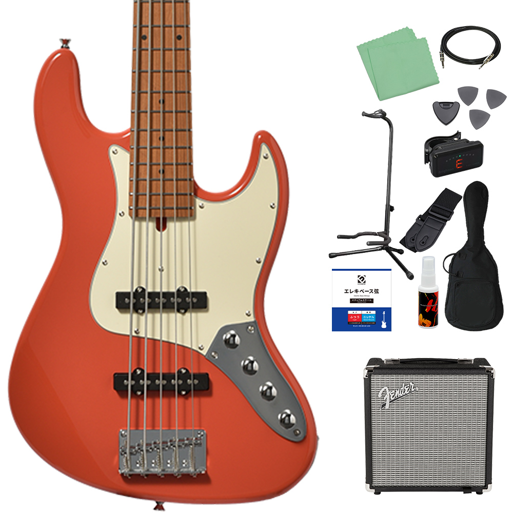 Bacchus バッカス WJB5-1DX-AC RSM/M 5弦 ベース初心者12点セット Fenderアンプ付 エレキベース ユニバースシリーズ アクティブ仕様の画像