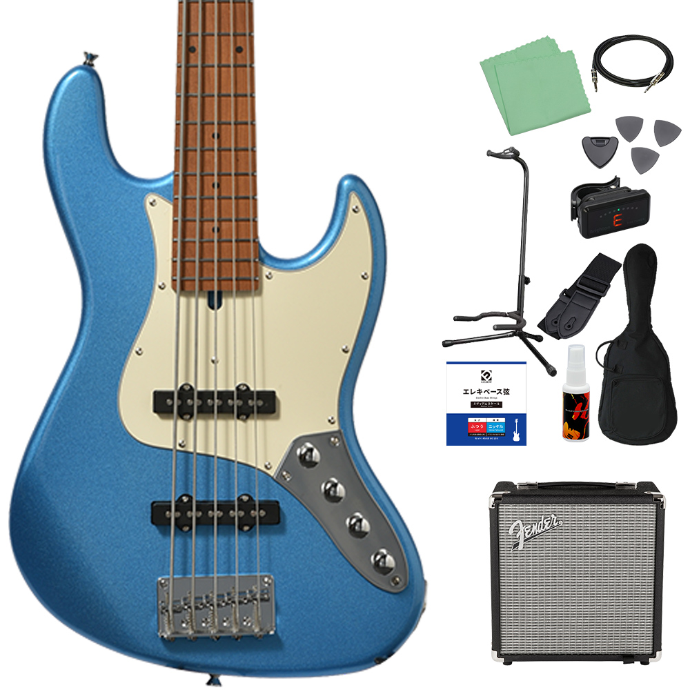 Bacchus バッカス WJB5-1DX-AC RSM/M 5弦 ベース初心者12点セット Fenderアンプ付 エレキベース ユニバースシリーズ アクティブ仕様の画像