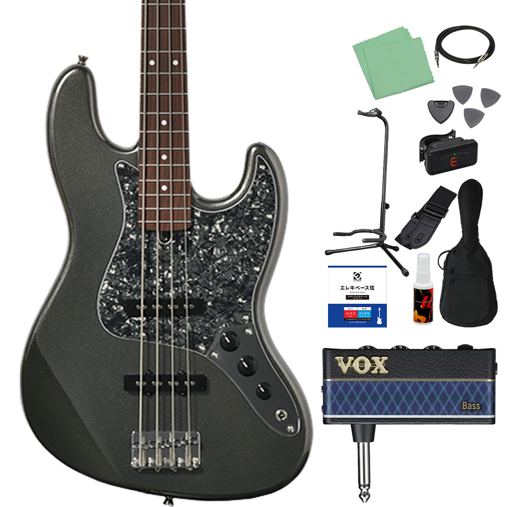 Bacchus バッカス BJB-1-RSM/R-BPPG ベース初心者12点セット ヘッドホンアンプ付 エレキベース ユニバースシリーズの画像